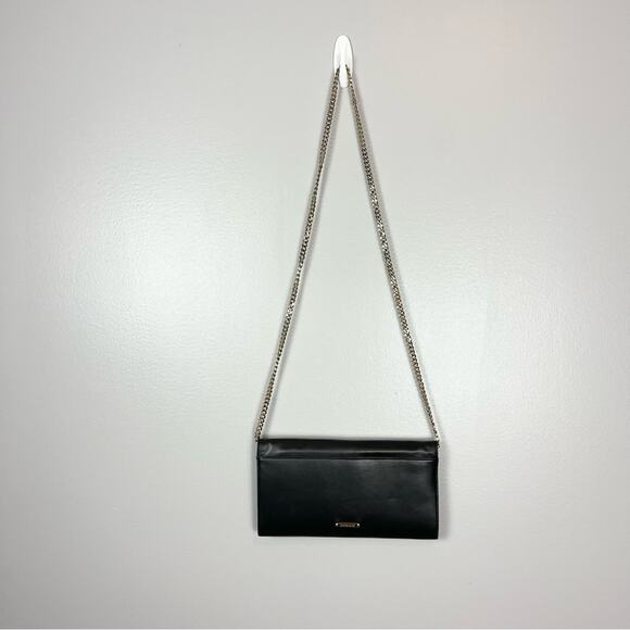 Marciano Black Leather Shoulder Envelope Bag Clutch Gold Chain And Details - Picture 7 of 12